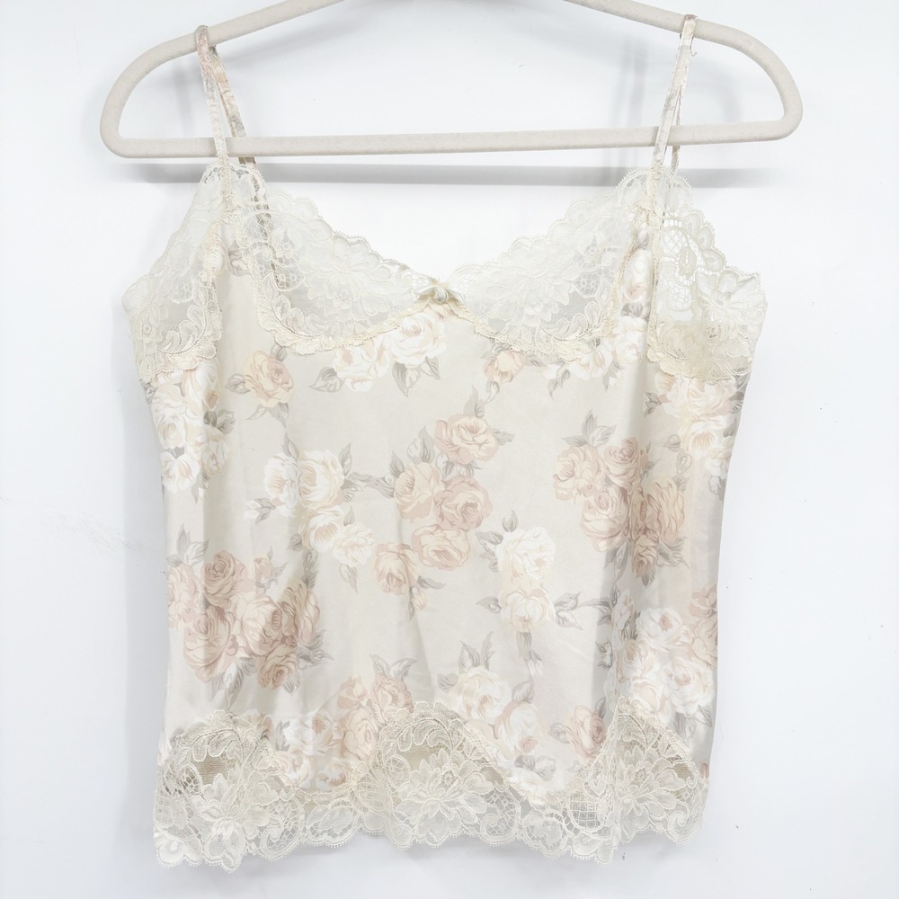 Warners Womens Vintage 90s Floral Lace Feminine Coquette Cami Top Cream Size‎ 10